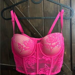 Hot pink lace corset